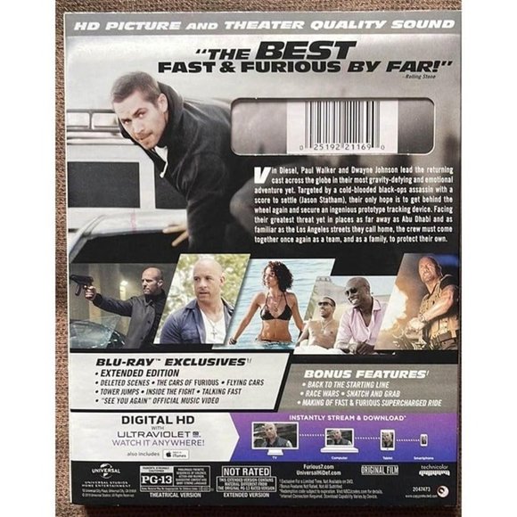 Furious 7 (Blu-ray/DVD) - NEW - Picture 2 of 4